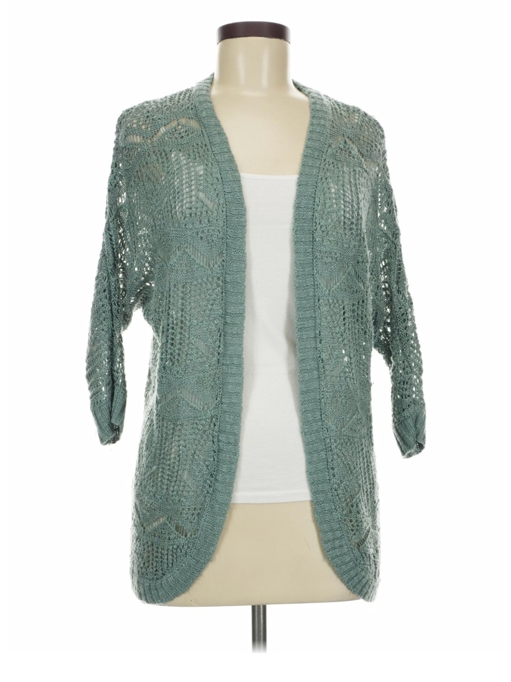 Pink Republic Open-Front Knit Cardigan - Seafoam